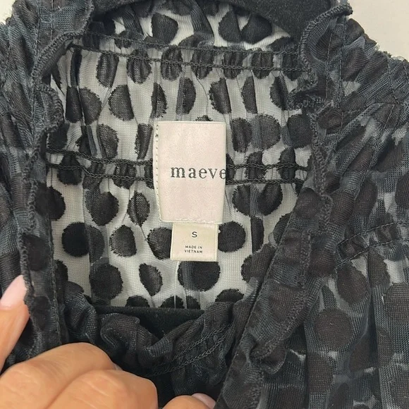 Maeve Smocked High-Neck Tiered Tank Top Black NWT - Picture 6 of 8